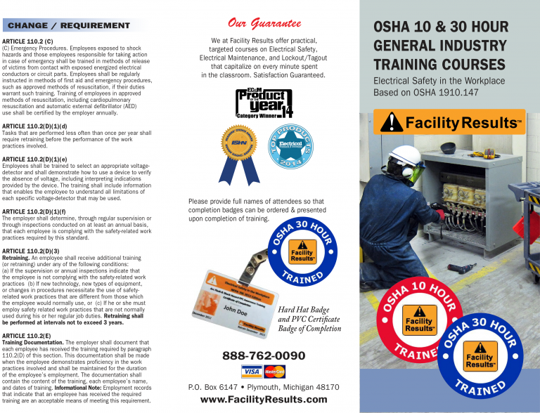 OSHA 10 Hour Industry Training | Arc Flash Training Institute