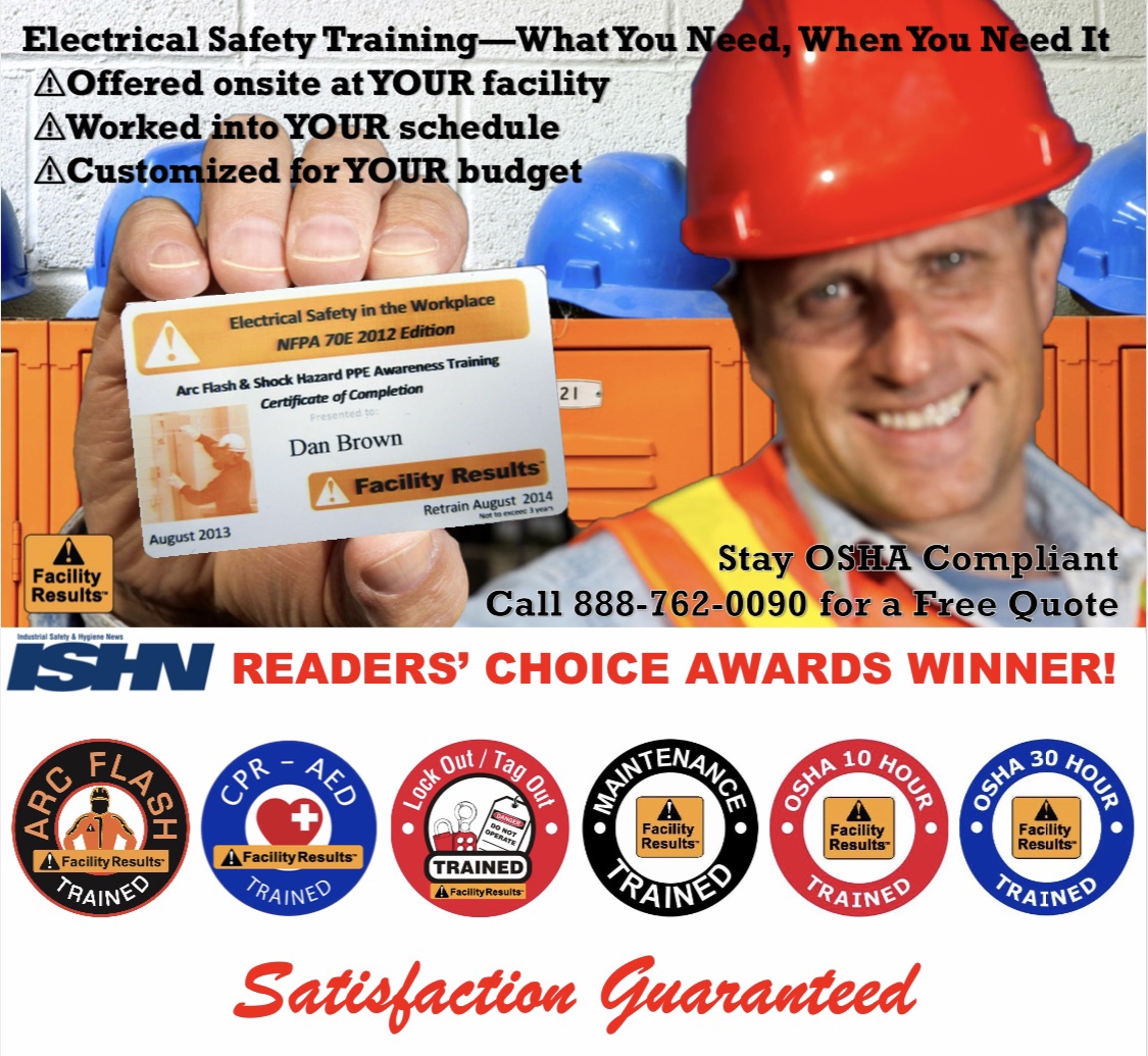 Arc Flash, NFPA 70E, Electrical Safety Training Outline Facility Results